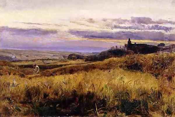 Cornfield at Sunset Oil Painting by John William Inchbold