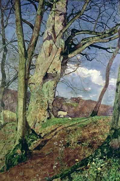 In Early Spring A Study in March Oil Painting by John William Inchbold