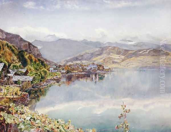 The Lake of Lucerne Mount Pilatus in the Distance Oil Painting by John William Inchbold