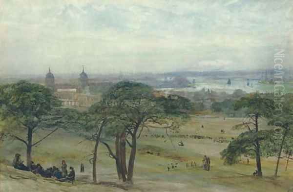 A view of Greenwich with the Naval Hospital, London Oil Painting by John William Inchbold