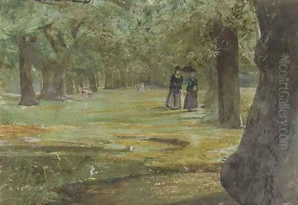 An afternoon stroll through the park Oil Painting by John William Inchbold