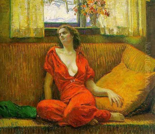 Lady in Red 1932 Oil Painting by Wilson Henry Irvine