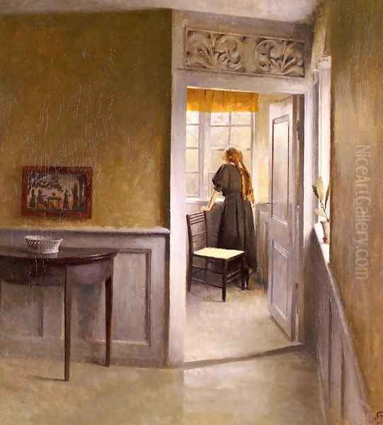 Looking Out The Window Oil Painting by Peter Vilhelm Ilsted