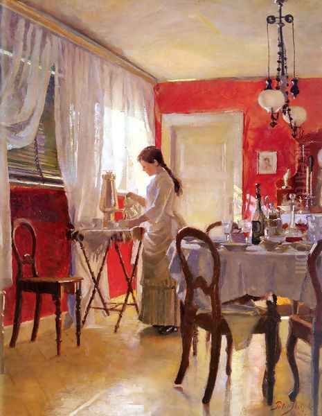 The Dining Room Oil Painting by Peter Vilhelm Ilsted