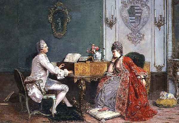 A Private Recital Oil Painting by Girolamo Induno