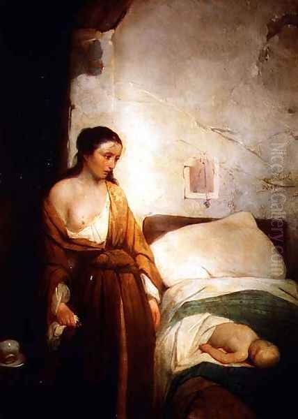 Poor Mother Oil Painting by Girolamo Induno