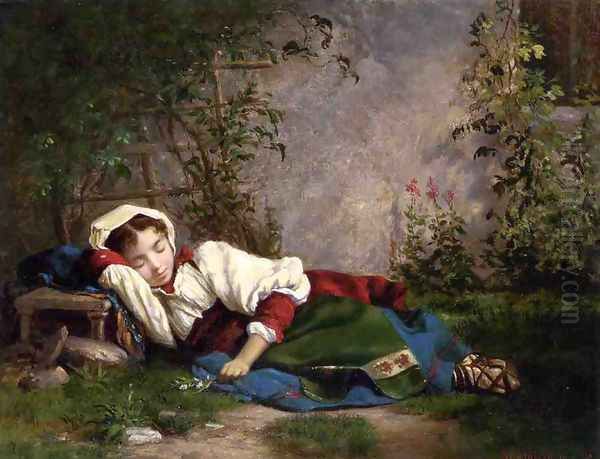 Napping Oil Painting by John O'Brien Inman