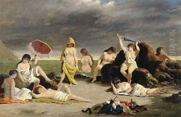 Bathing Beauties on the Hudson Oil Painting by John O'Brien Inman