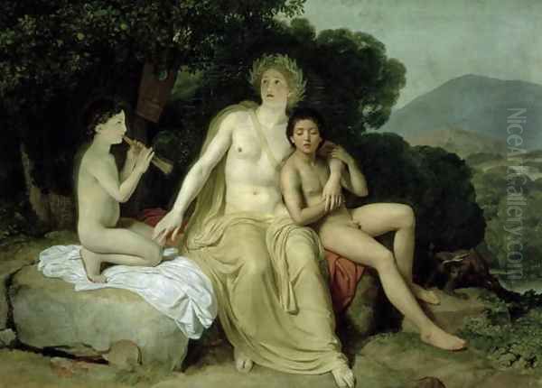 Apollo with Hyacinthus and Cyparissus Singing and Playing Oil Painting by Alexander Ivanov