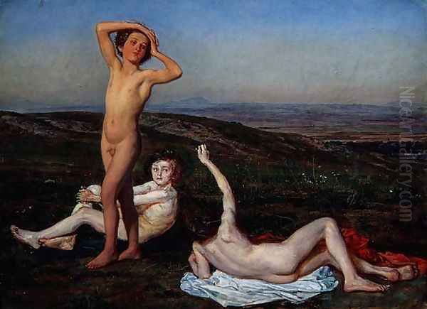 Three Naked Boys Oil Painting by Alexander Ivanov