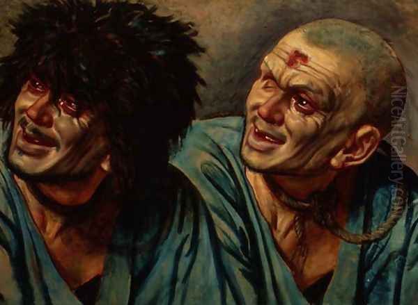 Two Versions of the Head of a Slave with a Rope around his Neck Oil Painting by Alexander Ivanov