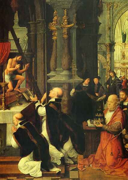 The Mass Of St. Gregory Oil Painting by Adriaen Isenbrandt (Ysenbrandt)