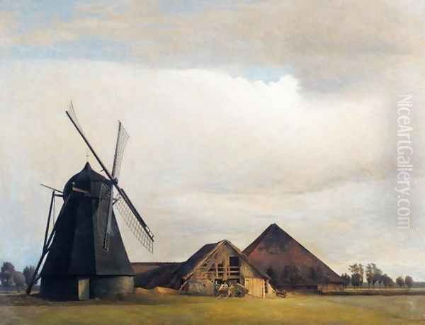 Windmill (Vindmølle) Oil Painting by Peder Vilhelm Ilsted