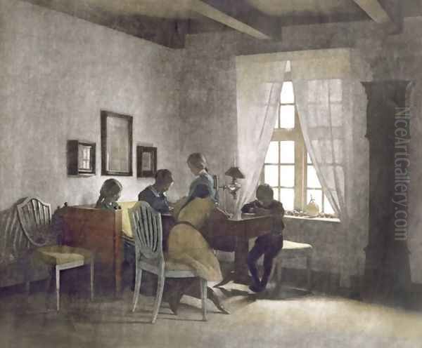 Children at Table Oil Painting by Peder Vilhelm Ilsted