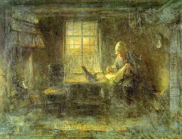 Interior of a Hut Oil Painting by Jozef Israels