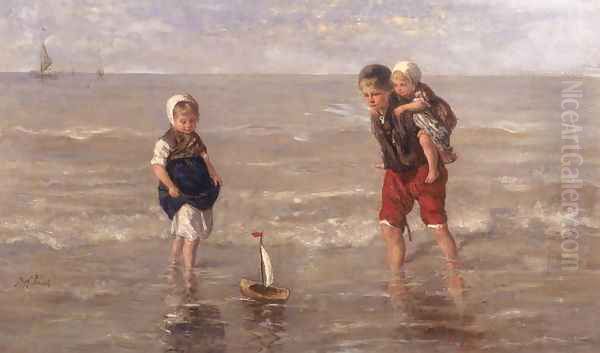 The Toy Boat 2 Oil Painting by Jozef Israels