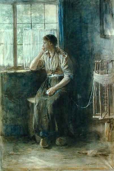 Woman at the Window Oil Painting by Jozef Israels