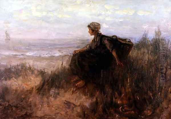 On the Dunes Oil Painting by Jozef Israels