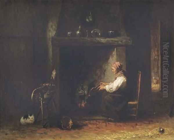 By the hearth Oil Painting by Jozef Israels