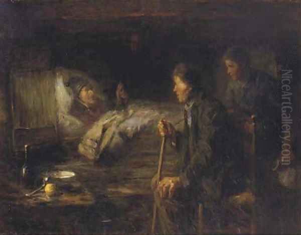 The sick neighbour Oil Painting by Jozef Israels