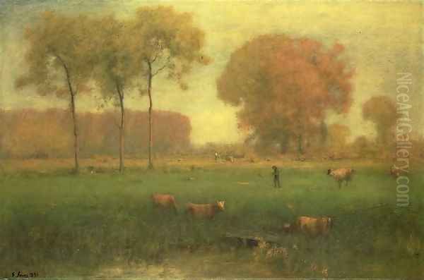 Indian Summer Oil Painting by George Inness Jnr.