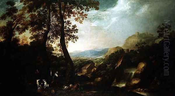 Landscape with Torrent Oil Painting by Ignacio de Iriarte