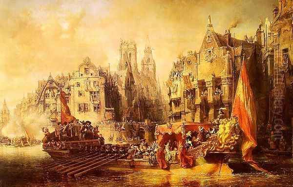 Arrival of the Duke of Alba at Rotterdam in 1567, 1844 Oil Painting by Eugene Isabey