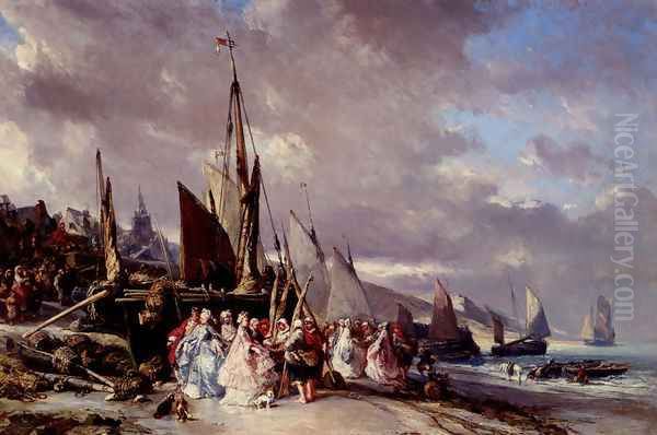 Scene De Port Oil Painting by Eugene Isabey