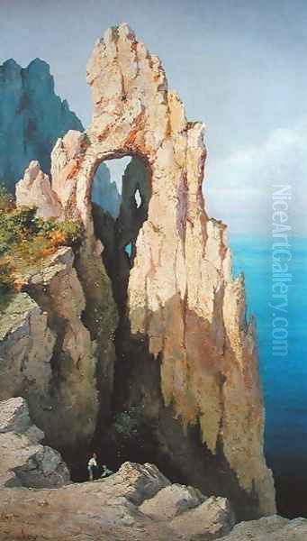 Rocks at Capri Oil Painting by Eugene Isabey