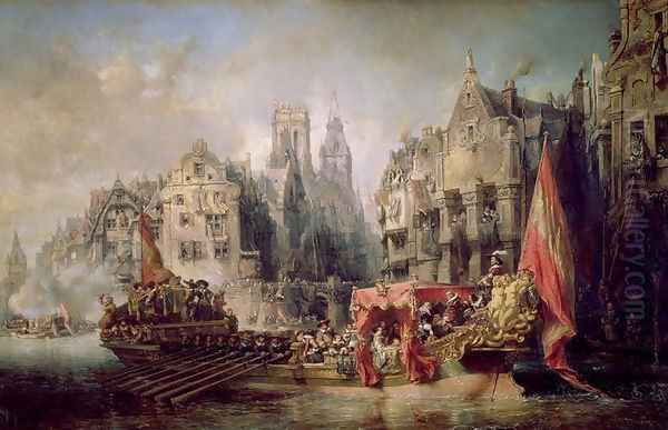 The Arrival of Fernando Alvarez de Toledo Duke of Alba 1508-82 at Rotterdam in 1567 Oil Painting by Eugene Isabey