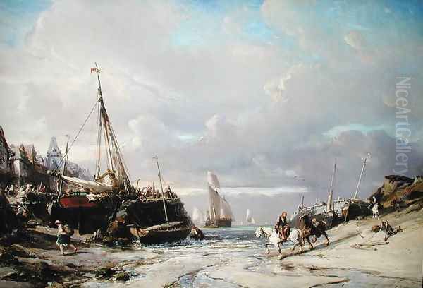 Port en Bretagne Oil Painting by Eugene Isabey