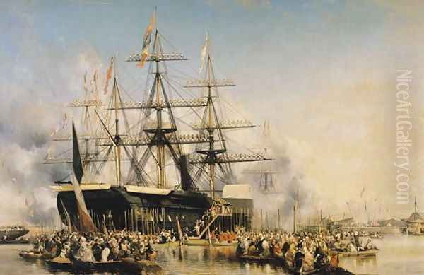 King Louis Philippe 1830-48 Disembarking at Portsmouth Oil Painting by Eugene Isabey