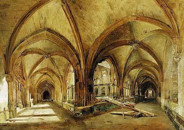 The Cloisters of St Wandrille by Eugene Isabey