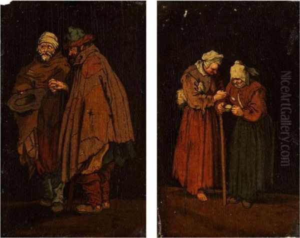 Zwei Bettlerinnen Oil Painting by Jacques Callot