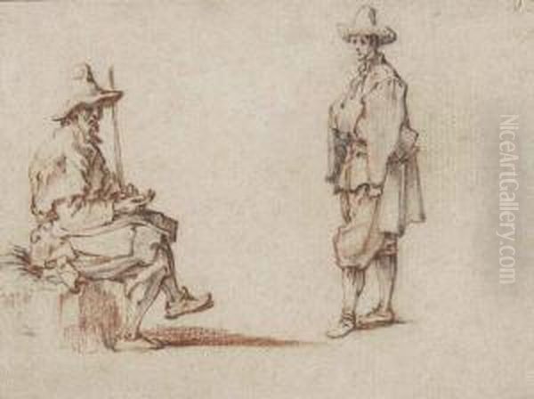 Studies Of Two Men In Contemporary Costume, Oil Painting by Jacques Callot