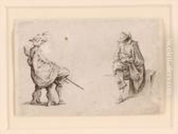 Two Seated Figures Oil Painting by Jacques Callot