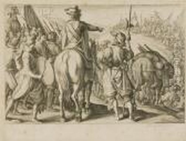 Les Troupes En Marche Oil Painting by Jacques Callot