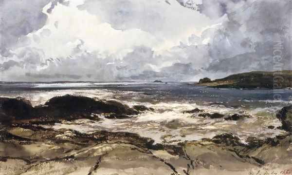 Rocks at Saint-Malo Oil Painting by Eugene Isabey