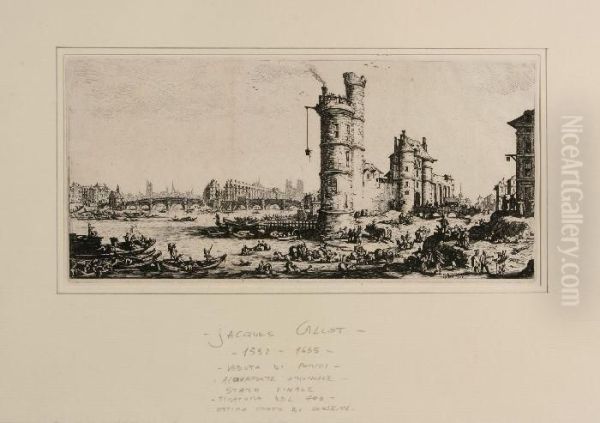 Veduta Di Parigi Oil Painting by Jacques Callot