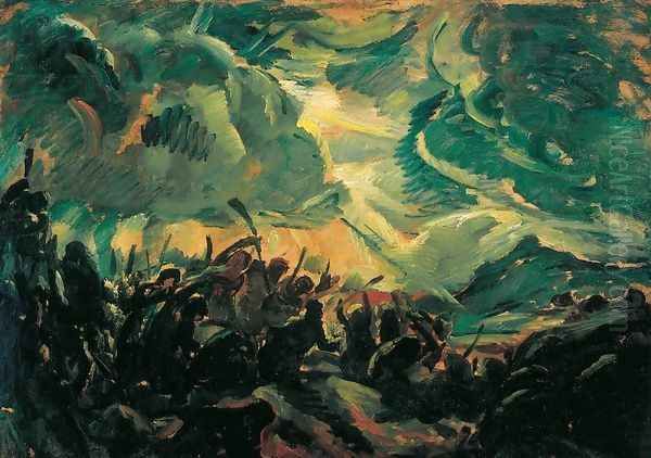 Battle Oil Painting by Bela Ivanyi Grunwald