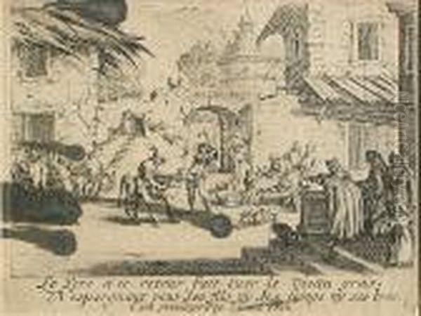 Five Plates, From L'enfant Prodigue Oil Painting by Jacques Callot