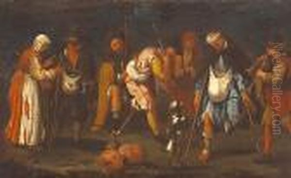 A Gathering Of Beggars; And Another Of The Same Subject By The Same Hand (a Pair) Oil Painting by Jacques Callot