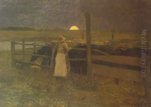 Moon Rise 1897 Oil Painting by Bela Ivanyi Grunwald