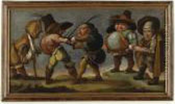 Dueling Dwarves Oil Painting by Jacques Callot