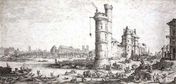 Vue Du Pont Neuf Oil Painting by Jacques Callot