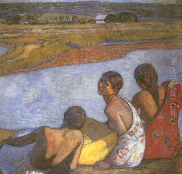 Gypsy Girls by the Banks of Lapos 1909 Oil Painting by Bela Ivanyi Grunwald