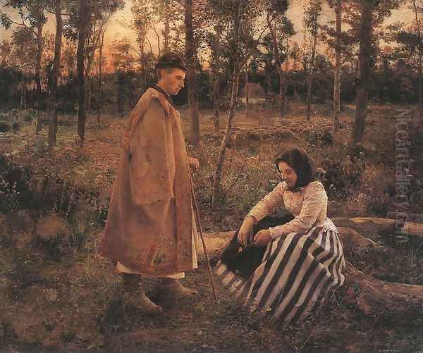 Shepherd and Peasant Woman 1892 Oil Painting by Bela Ivanyi Grunwald