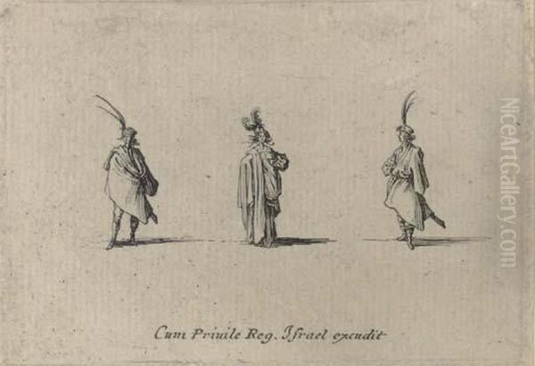 Une Dame, Portant Un Long Manteau Sur L'epaule Droite Oil Painting by Jacques Callot