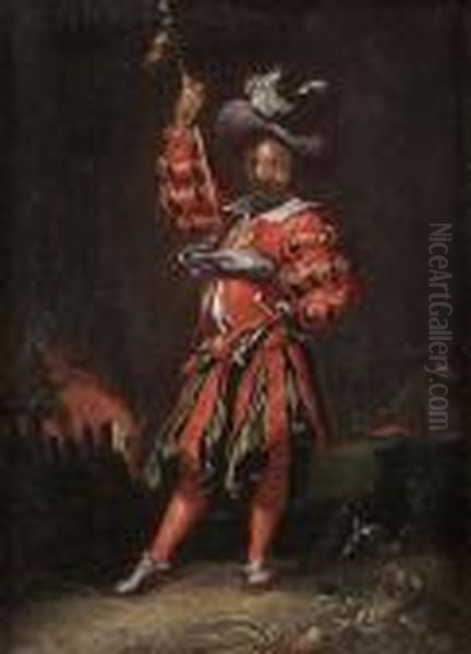 A Standard Bearer Oil Painting by Jacques Callot