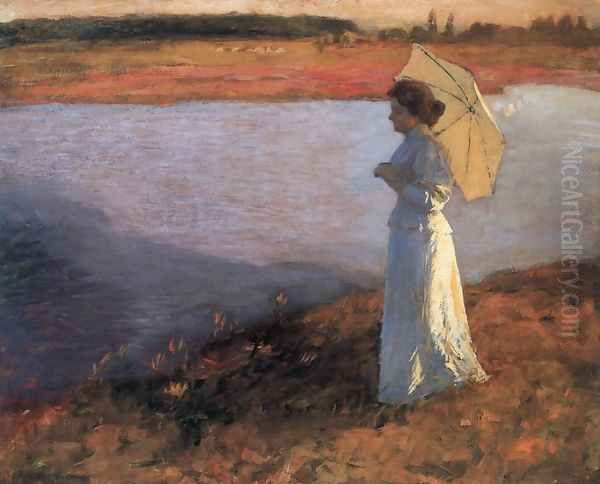 Woman by the Water 1897 Oil Painting by Bela Ivanyi Grunwald